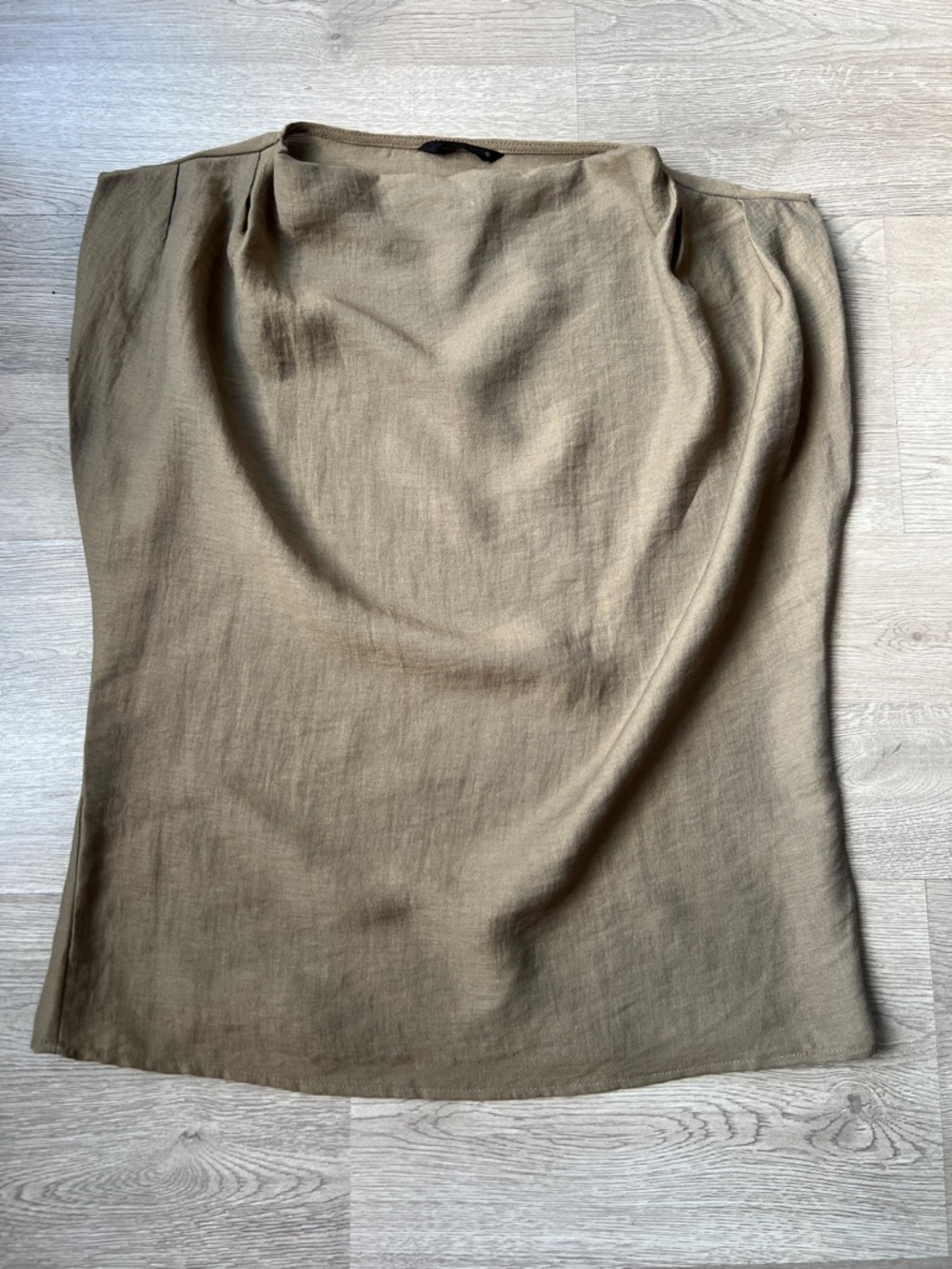 Zara Sleevless Blouse Khaki Linen-Blend